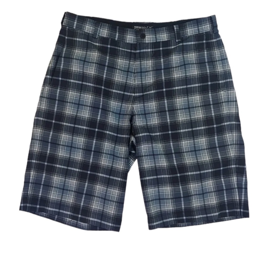 NIKE GOLF Tour Performance Plaid Golf Shorts Dri-Fit in Gray/White/Green Sz 32 - Picture 3 of 10